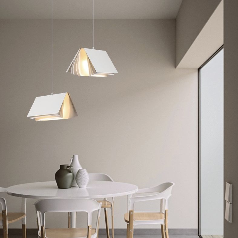 Book Shape Hanging Pendant Light Macaron Fabric Pendant Light Fixtures for Library