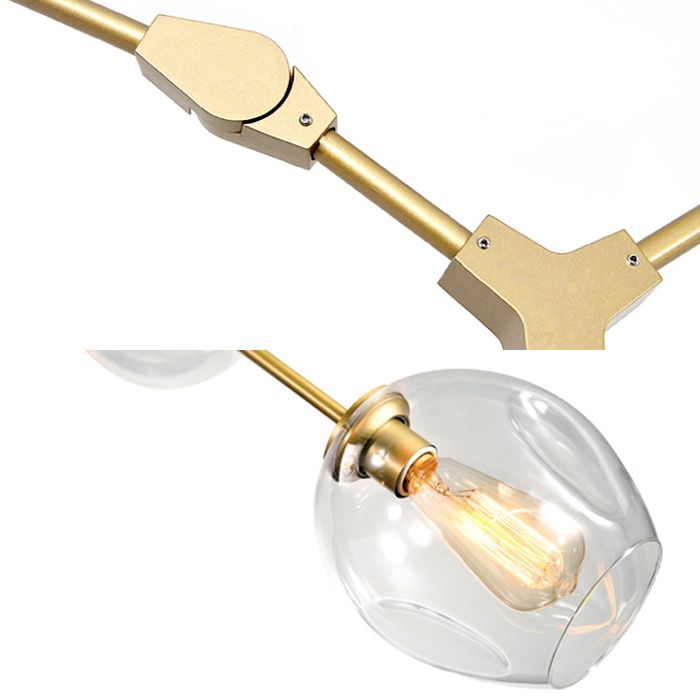 Iluminación de araña de burbujas de vidrio contemporáneo 3/5 cabezas lámpara colgante ajustable en acabado negro/dorado