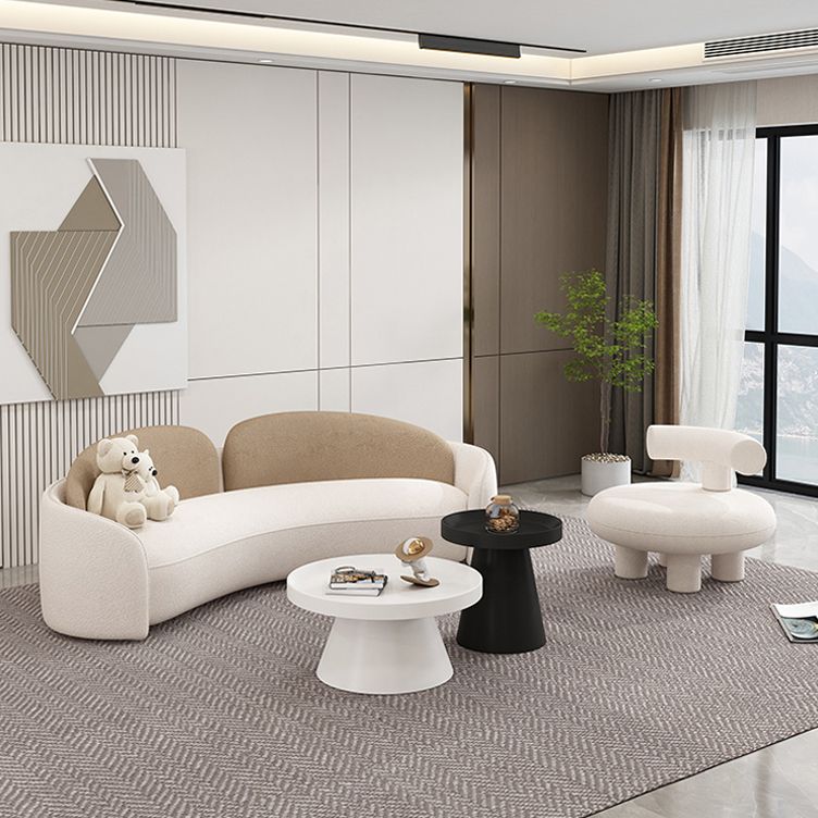 Scandinavian Settee Fabric Tuxedo Arm Cushions Living Room White Seating