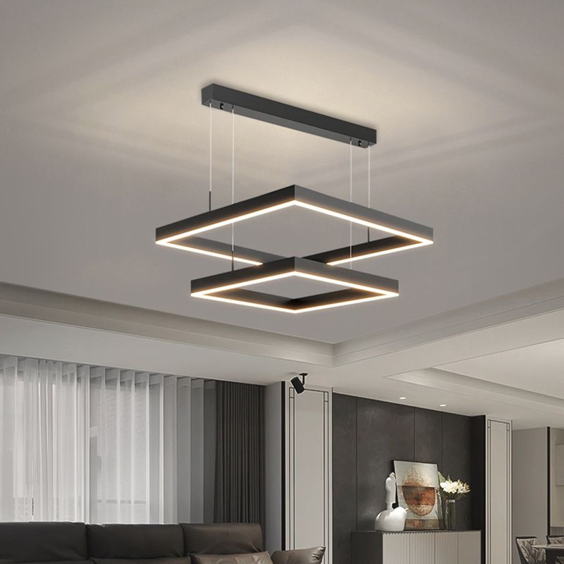 Funzione illuminazione a sospensione al quadrato in metallo Lucialettale a LED a LED MODERNO