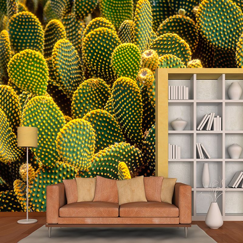 Pleasing Wall Mural Tropical Cactus Patterned Sitting Room Wall Mural