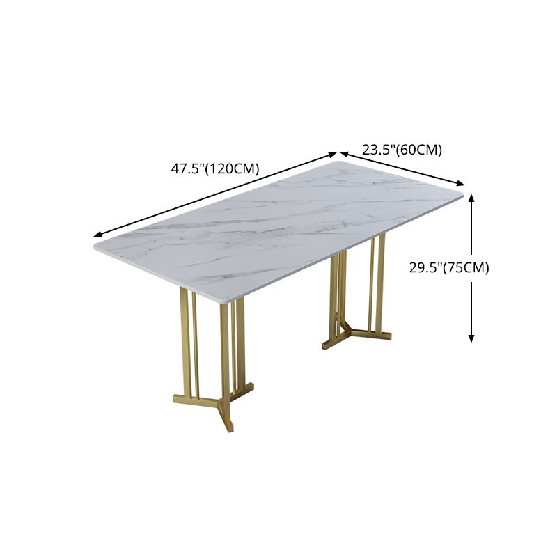Sintered Stone Dining Table Traditional Luxury Home Use Table with Gold Frame