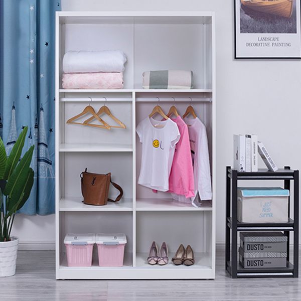 Contemporary Two Doors Wardrobe Armoire Steel Wardrobe Closet