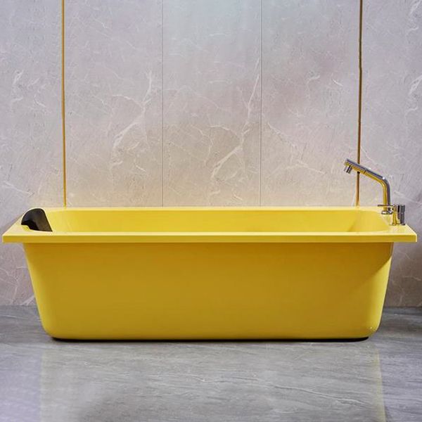 Modern Rectangular Freestanding Bath Acrylic Soaking Pop-up Drain Bathtub