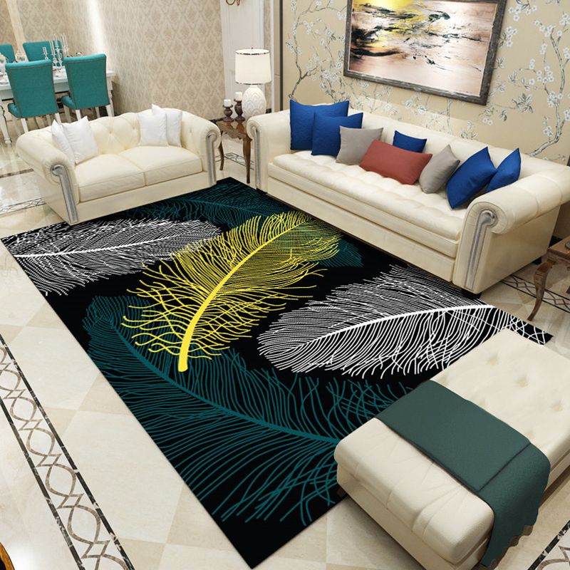 Multicolored Geo Printed Rug Polypropylene Nordic Area Rug Anti-Slip Backing Stain-Resistant Indoor Rug for Living Room
