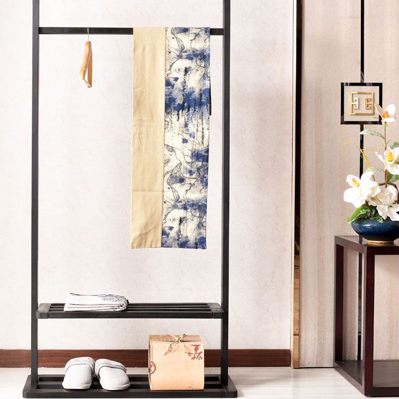 Contemporary Style Coat Hanger Solid Walnut Shelve Design Coat Rack for Living Room