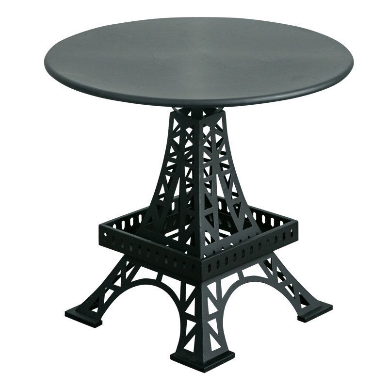 Metal Statue Base Table Round Side End Table for Living Room