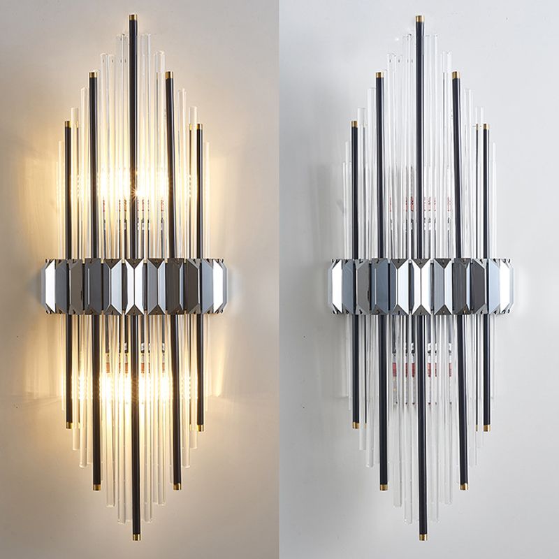 2-Light Geometric Wall Light Sconce Modern Style Glass Wall Lighting