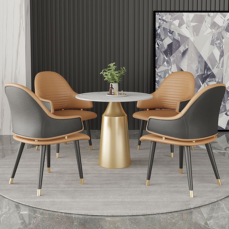 Glam Sintered Stone Dining Table Set Round 1/5 Pieces Dining Set for Home Use