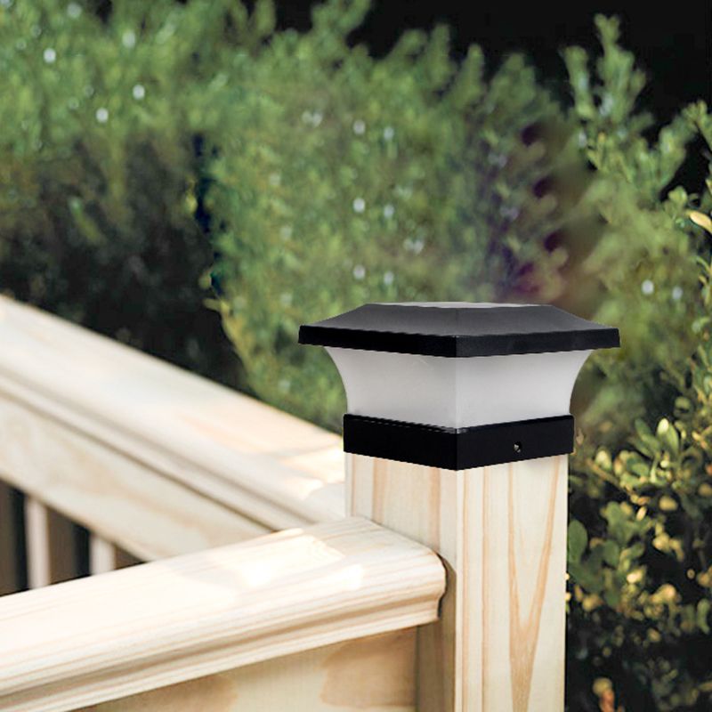 Black Square Pillar Lamp Outdoor Waterproof Solar Lights for Garden