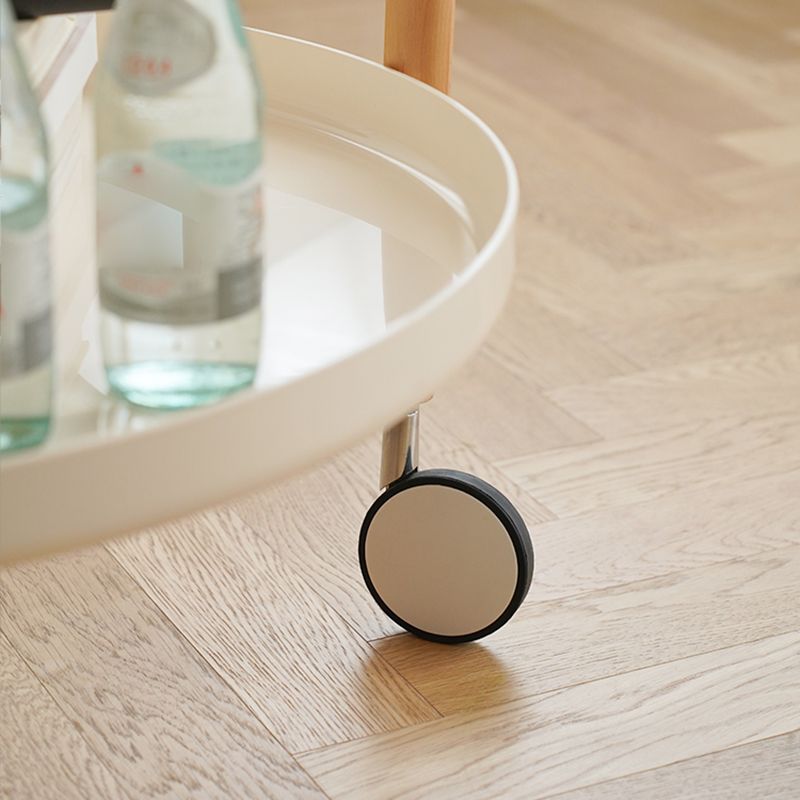 Dia 22.2" Round Side Table Modern Tray Top End Table with Casters