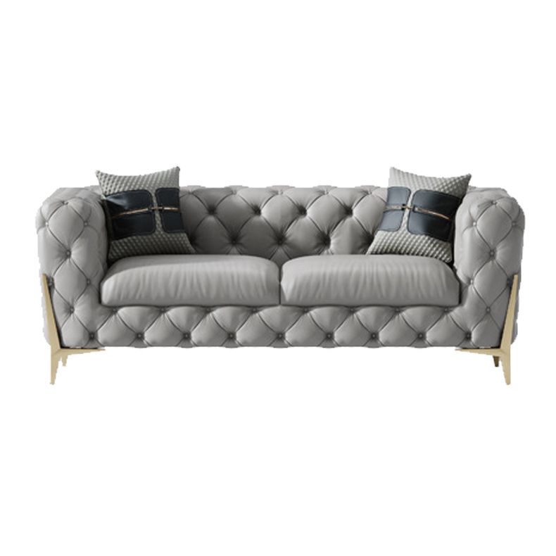Tufted Contemporary Sofa in Gray 30.31" High Tuxedo Arm Sofa