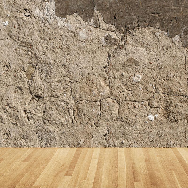 Shabby Stone Mural Wallpaper for Living Room, Light Color, Custom Size Available