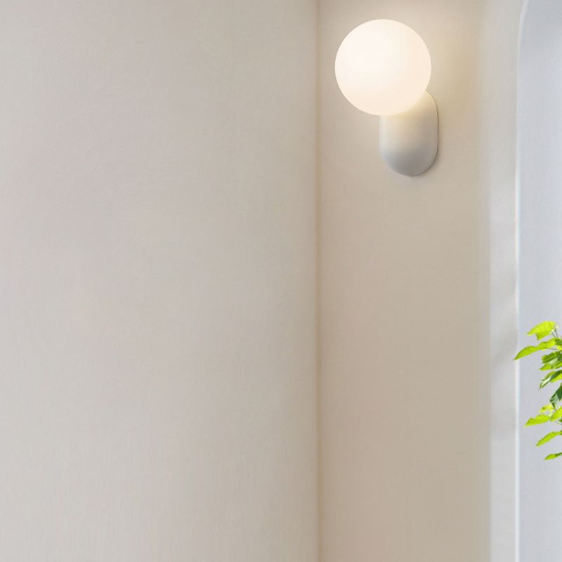 Single Contemporary White Glass Shaded Metallic Wall Mounted for Bedroom