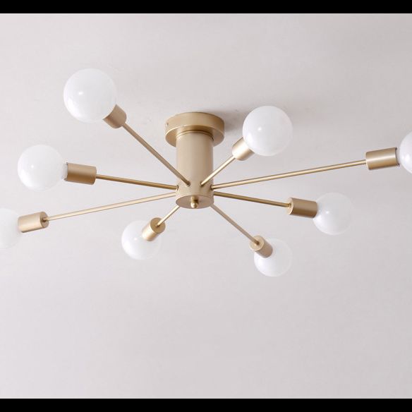 Sputnik Diseño Semi-rubor Montaje Ligero Fijo Metal Moderno Semi-ras