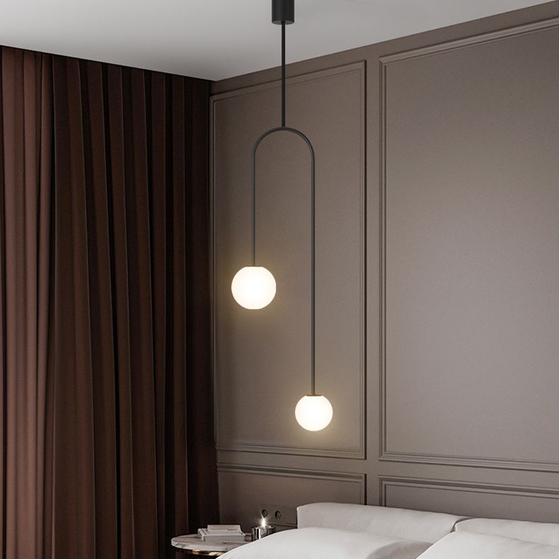 2 Lichter sphärische Anhängerbeleuchtung moderne Einfachheit Milchglas Anhänger Deckenleuchten
