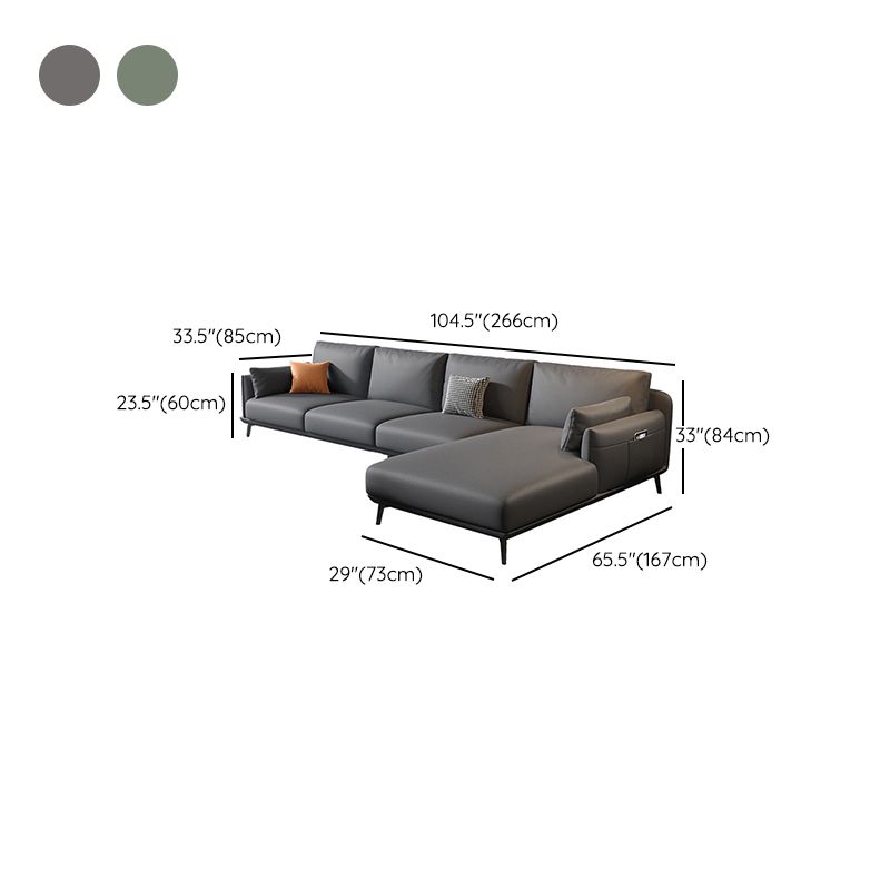 Round Arm L-shape Sectional Modern 4-seater Sectional with Storage