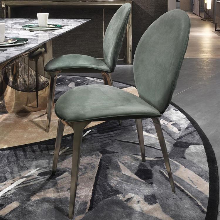 Sillas auxiliares de comedor para el hogar, sillas de comedor sin brazos con patas de metal (juego de 2)