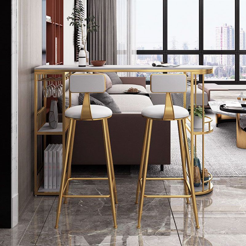 Glam Style Cocktail Bar Table 42-inch Height Metal Base Bar Storage Table