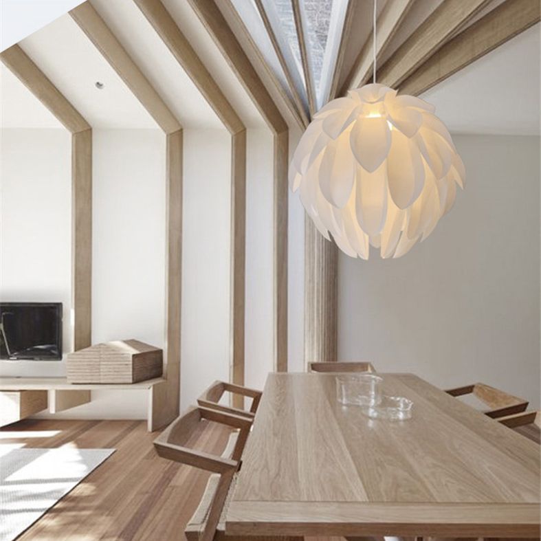 White Plastic Single Hanging Lamp in Modern Creative Style Wrought Iron Pinecone Pendant Light