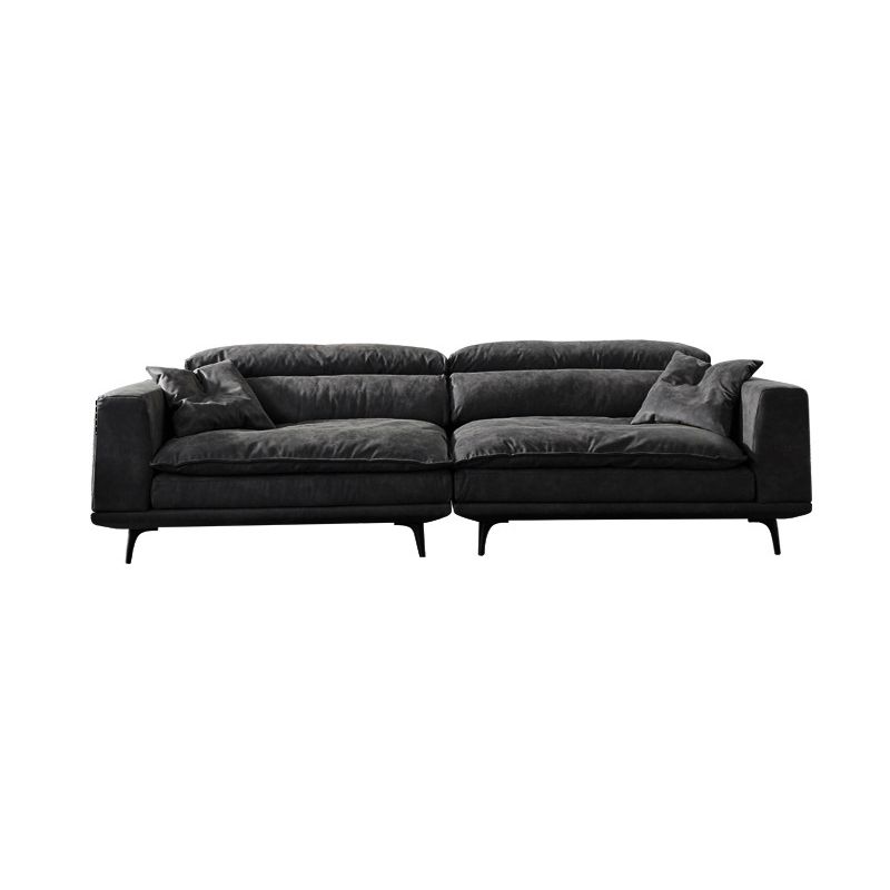 Square Armrest Cushioning Backrest Black Metal Sofa Legs Black Tech Fabric Sofa Bed