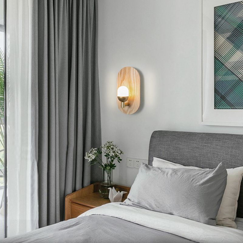 Moderne Holz Wandleuchte Scheuel ohne Pflanzen kreative Glasschattenwandleuchte