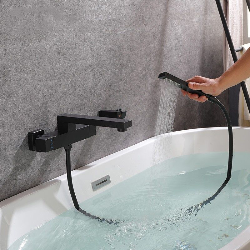 Modern Bathroom Faucet Solid Color Wall Mounted Faucet with Handheld Shower Head