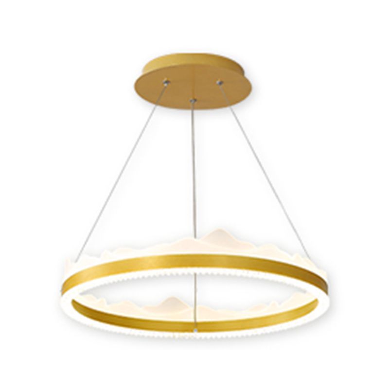 Circle Metal Pendant Light Fixture Modern Style Single Light Hanging Light Fixture