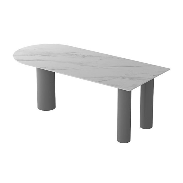 Free Form Dining Table Modern Sintered Stone Top Iron Base Table
