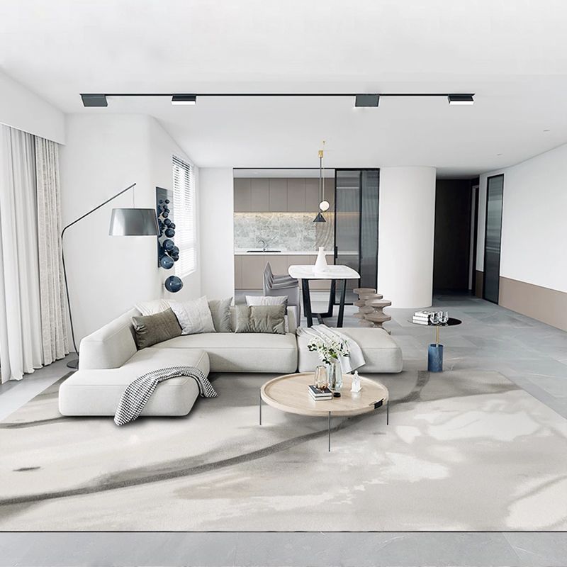 Funky Abstract Rug Blue and Grey Modern Rug Polyester Pet Friendly Washable Non-Slip Area Rug for Bedroom