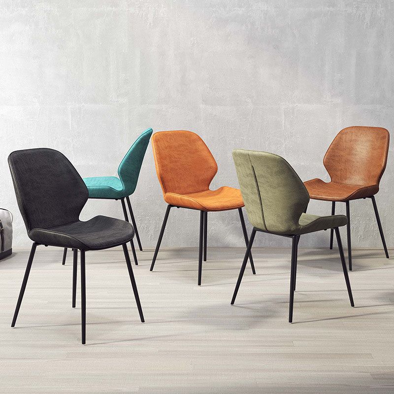 Contemporary Dining Chair Kitchen Wingback Armless Side Chair with Metal Legs