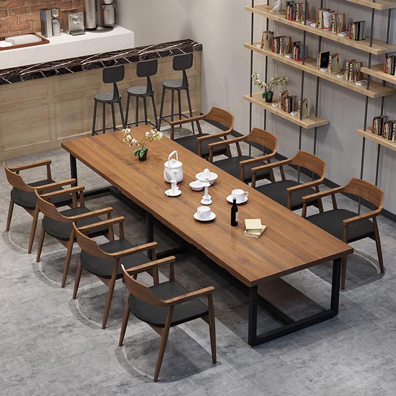 Industrial Rectangle Dinner Room Kitchen Table Brown Solid Wood Dinner Table