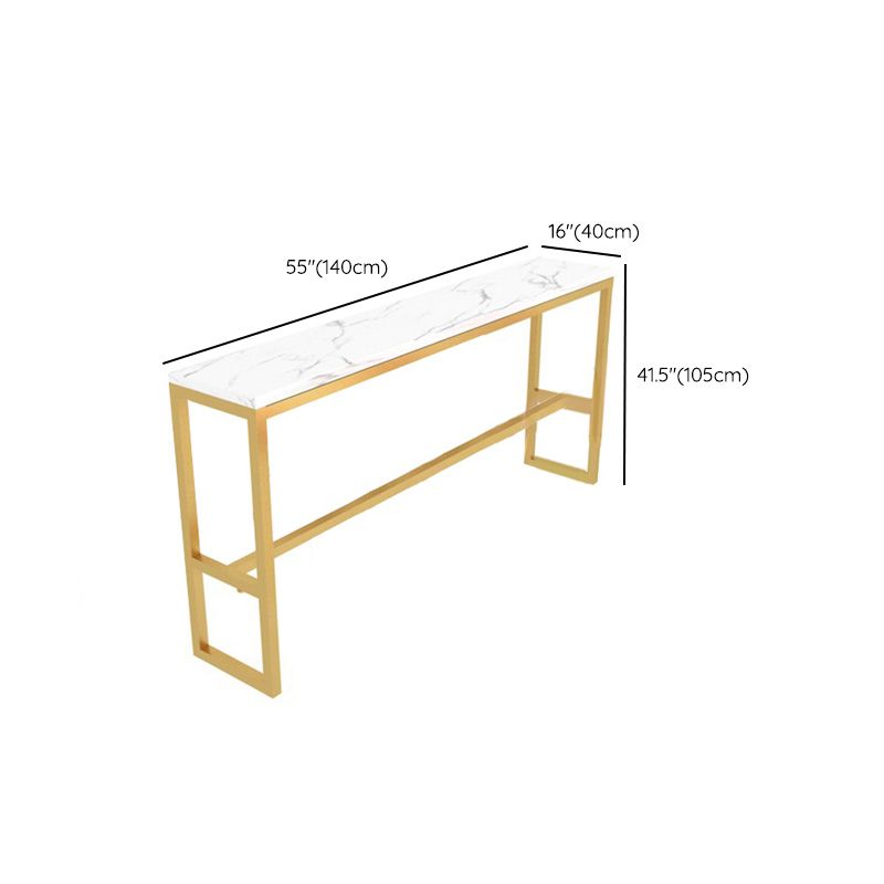 Modern Bar-height Table White Stone Top Fixed Pub Table for Patio