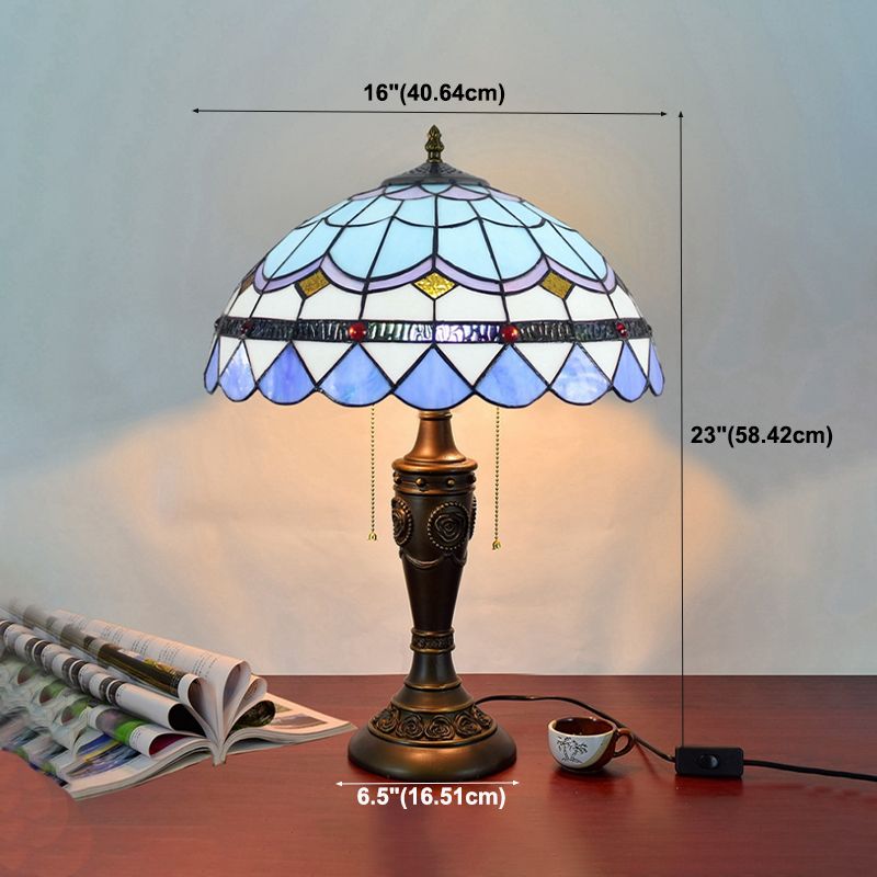 Tiffany Style Table Lamp 2 Lights Desk Lamp with Glass Shade for Bedroom