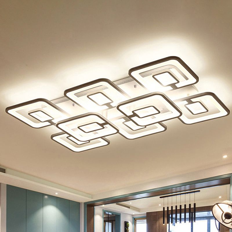Moderne 5/8-kops LED-inbouwlamp Witte meerlaagse plafondlamp met acrylkap in warm/wit/natuurlijk licht