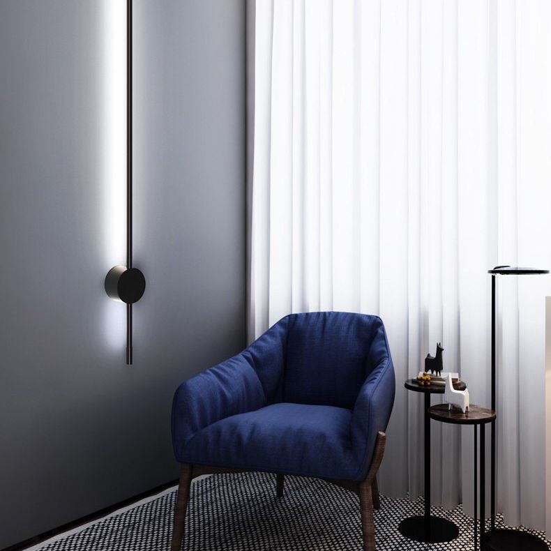 Black Aluminum Modern Wall Sconce Linear Wall Mounted Light for Living Room