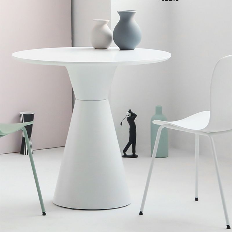 28.3 " H Single Leg Metal Base Solid Color Round Slate Coffee Table For Apartment