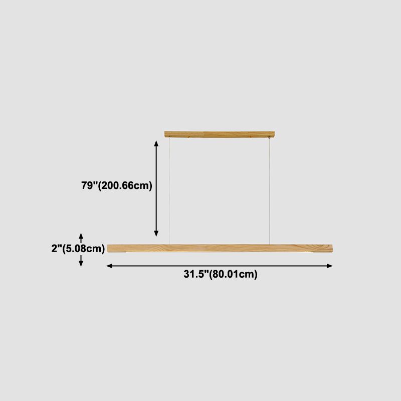 Contemporary Style Linear Shape Pendant Light Wood 1 Light Pendant Lighting Fixture