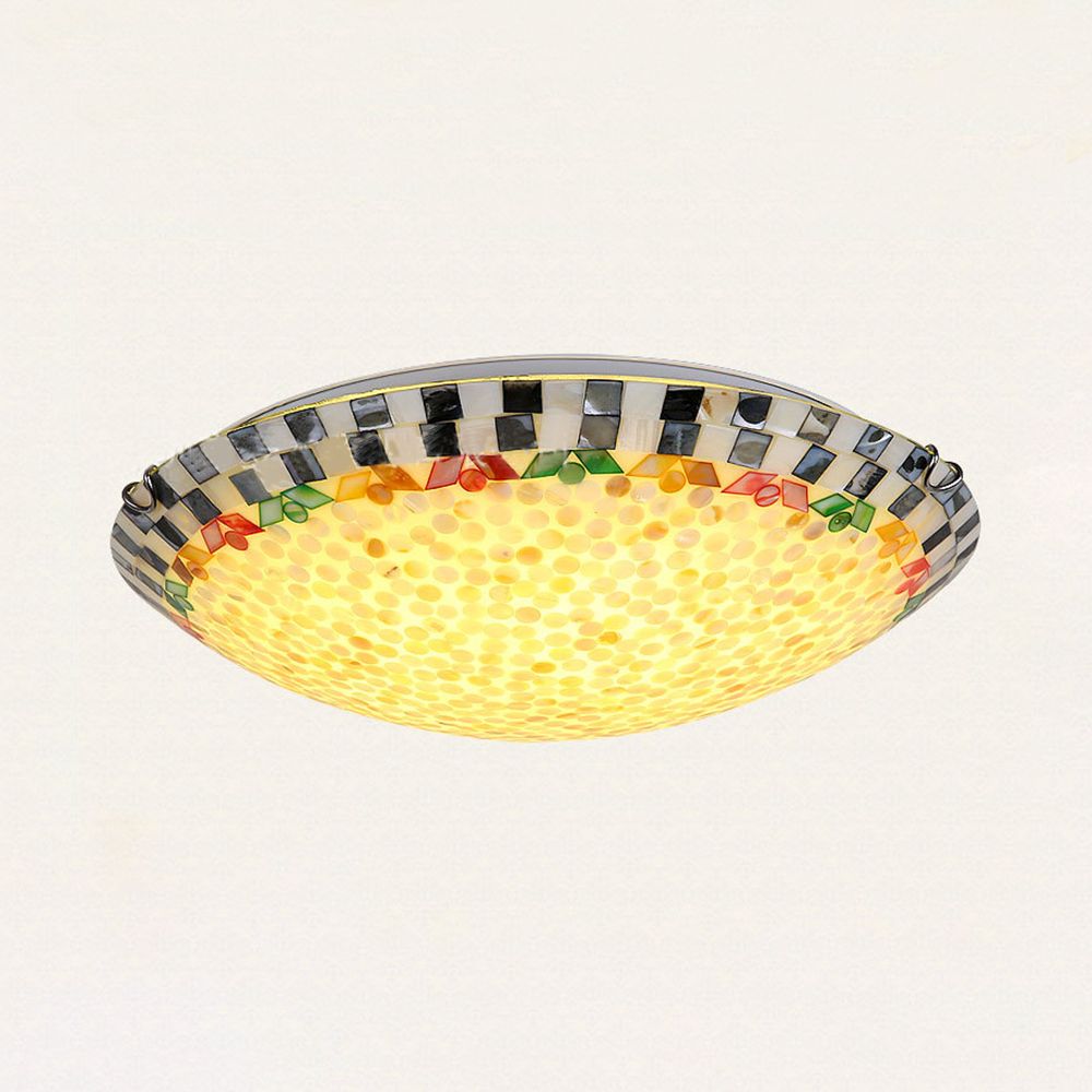 Plafonnier bol Beige/bleu, verre mosaïque Vintage, 1 ampoule 12 "/16"/19.5 "W, plafonnier encastré pour salle à manger