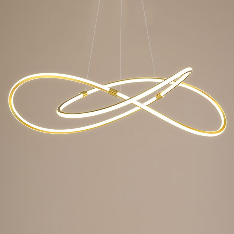 Modern Style Twist Shape Pendant Chandelier Metal 1 Light Chandelier Light in Gold