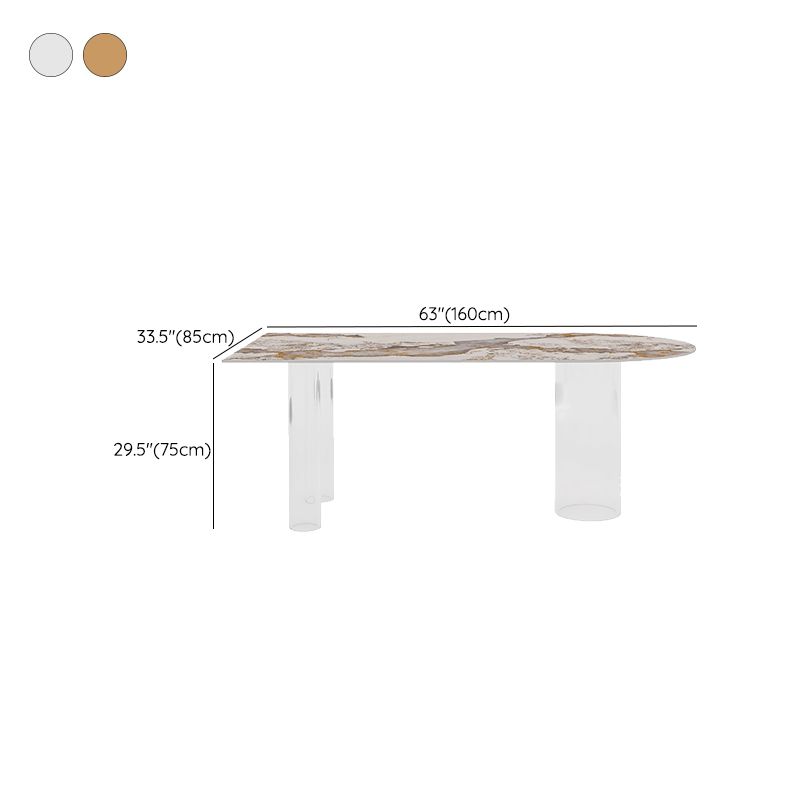 Free Form Modern Dining Table Stone Top Dinette Table with Acrylic Base
