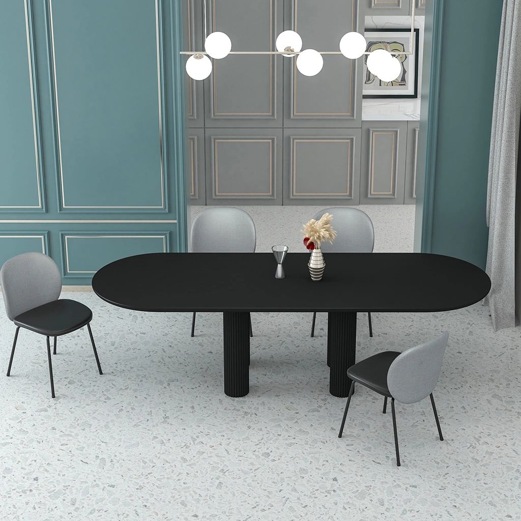 Modern Oval Dining Table Tripod Base Kitchen Dining Table with Solid Wood