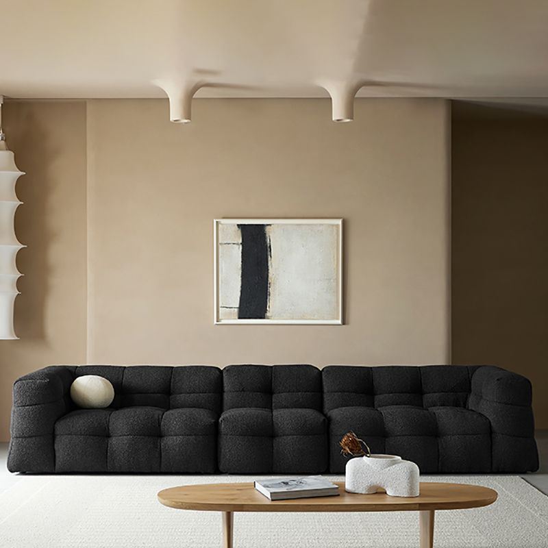 Contemporary 41.3" D Wool Sofa Biscuit Back Tuxedo Fabric Sofa