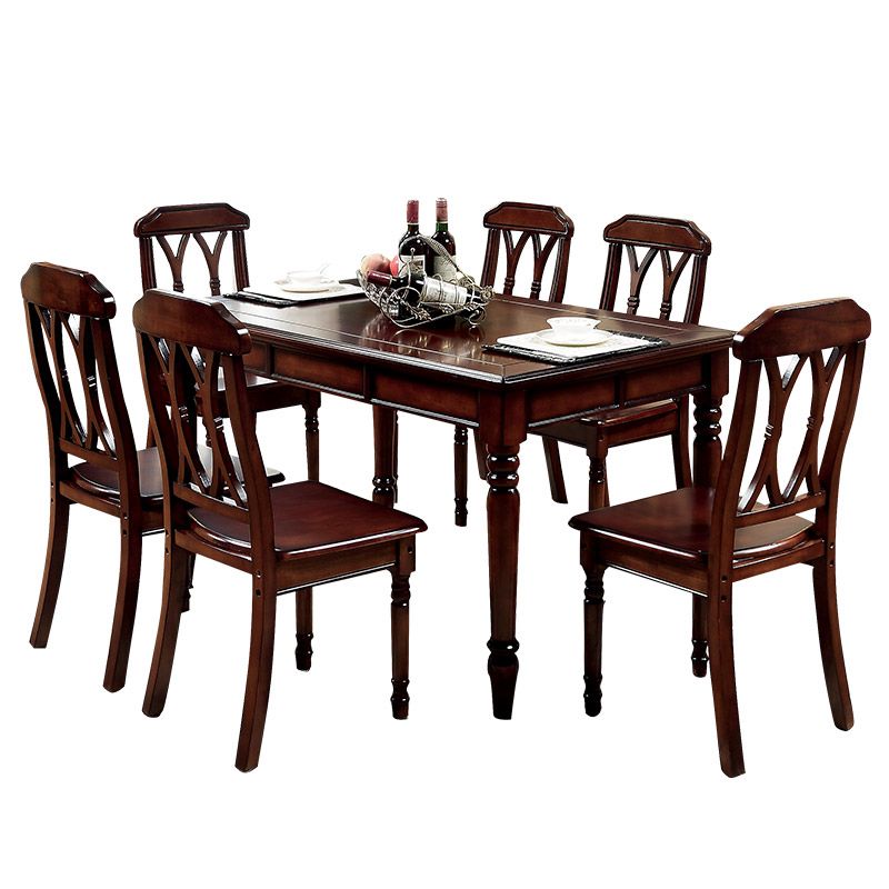7 Piece Dining Room Chair and Table Set Solid Wood Dining Room Set
