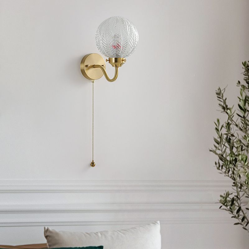 Modern Globe Shape Wall Mounted Sconce Glass Shade Wall Lights for Bedroom