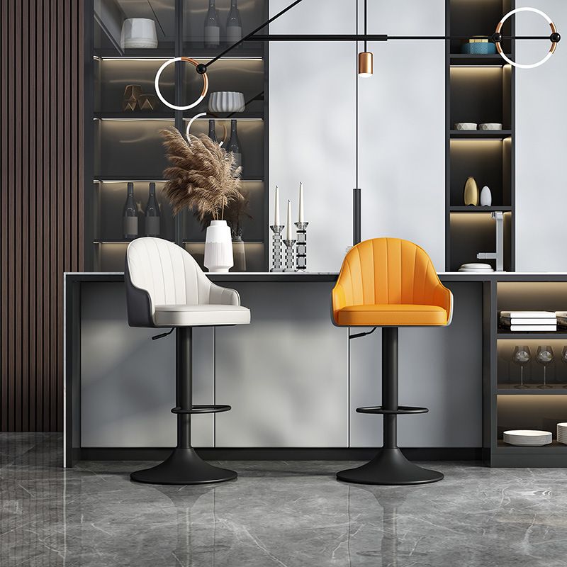 Glam Dining Stools Adjustable Height Bar Stools with Metal Base