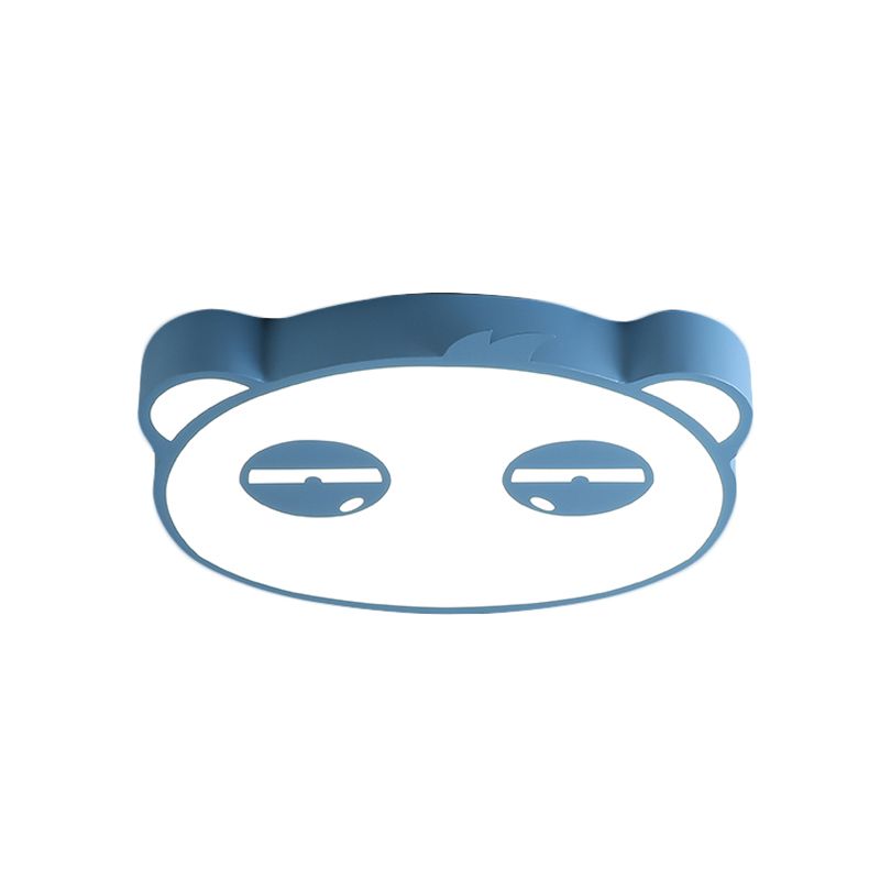 Cartoon LED Ceiling Mounted Light with Acrylic Shade Pink/Green/Blue Finish Panda Shape Flush Lamp for Kids Bedroom