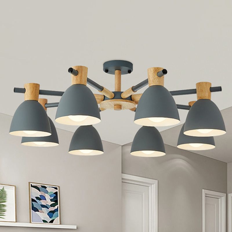Dome Shade Semi Flush Mount Simplicity Metal Living Room Ceiling Mounted Lighting