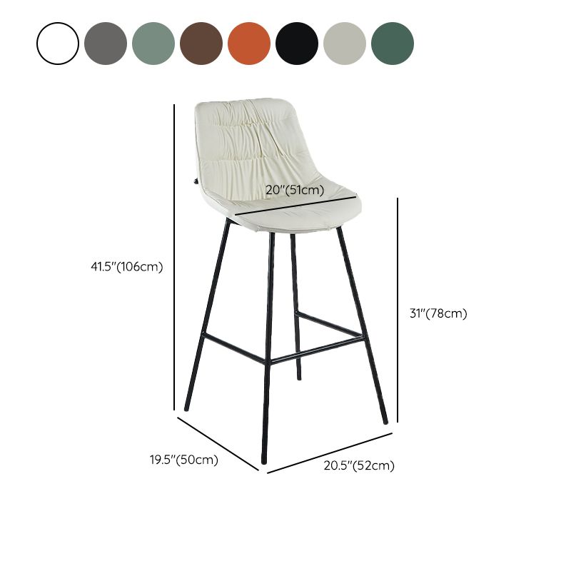 Contemporary PU Upholstery Low Back Bar Stools with Metal Legs