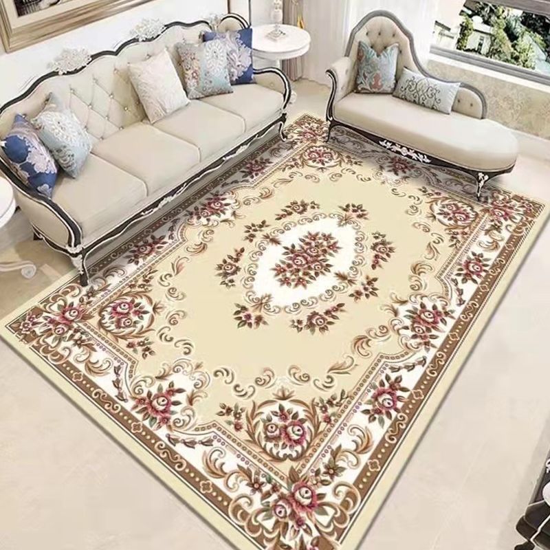 Dunkelbrauner moderner Teppich Polyester Medaillon Teppich Färbung Resistenter Bereich Teppich für Wohnzimmer